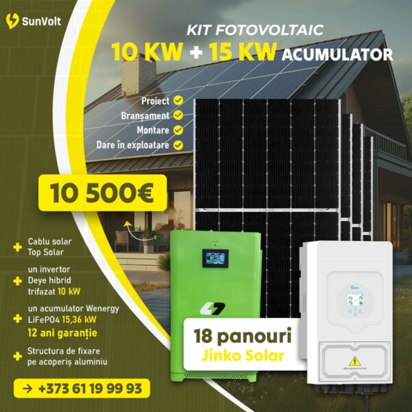 KIT 10 KW Kit fotovoltaic 10kW + 15kW acumulator