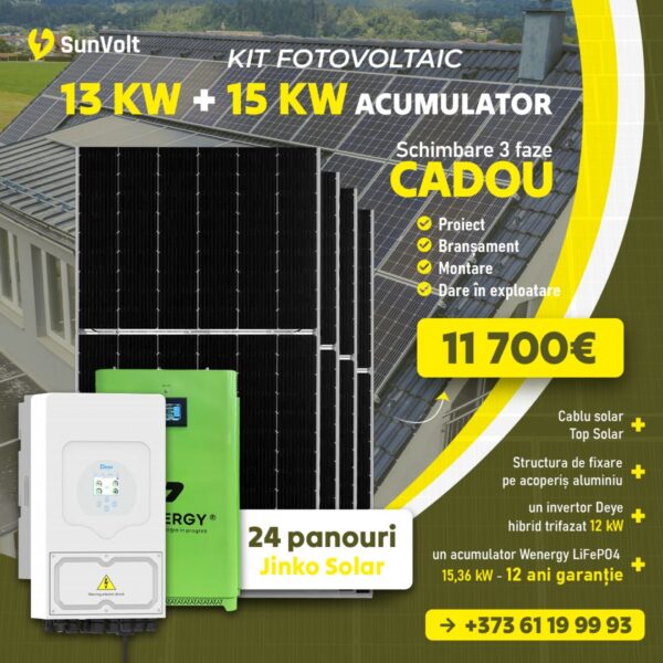 Kit fotovoltaic 13kW + 15 kW acumulator
