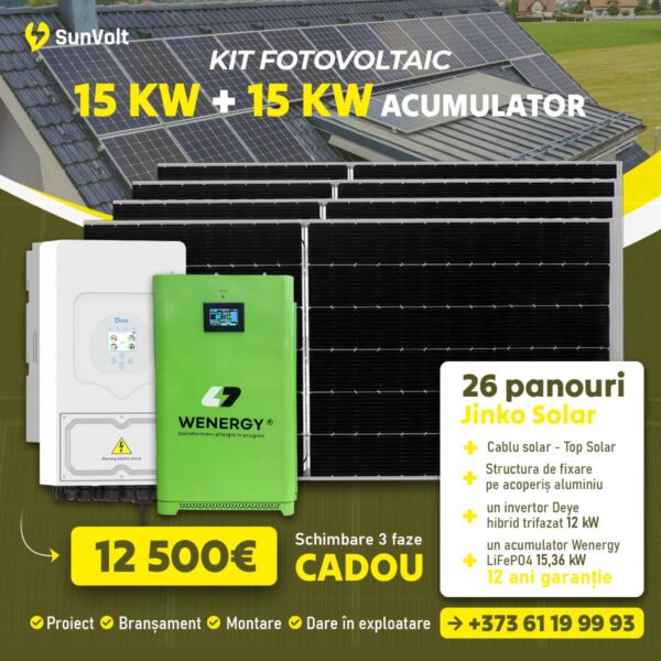 KIT 15 KW Kit fotovoltaic 15 kW + 15kW acumulator