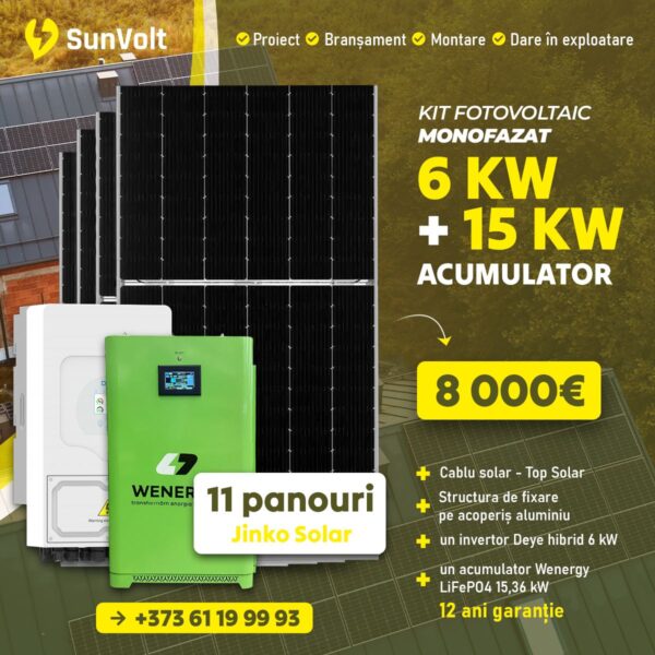 Kit fotovoltaic 6kW + 15kW acumulator